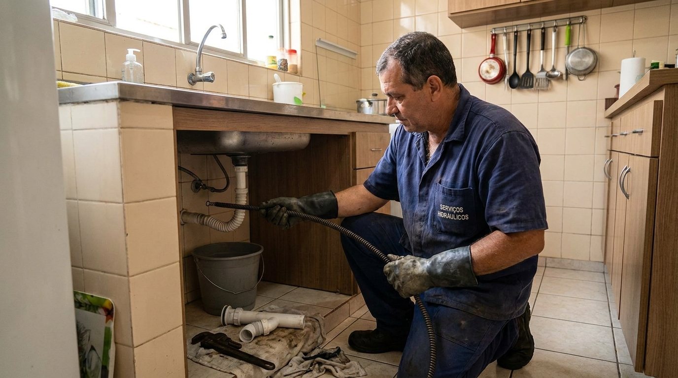Desentupimento de Pia com Ferramenta em Cotia‑SP