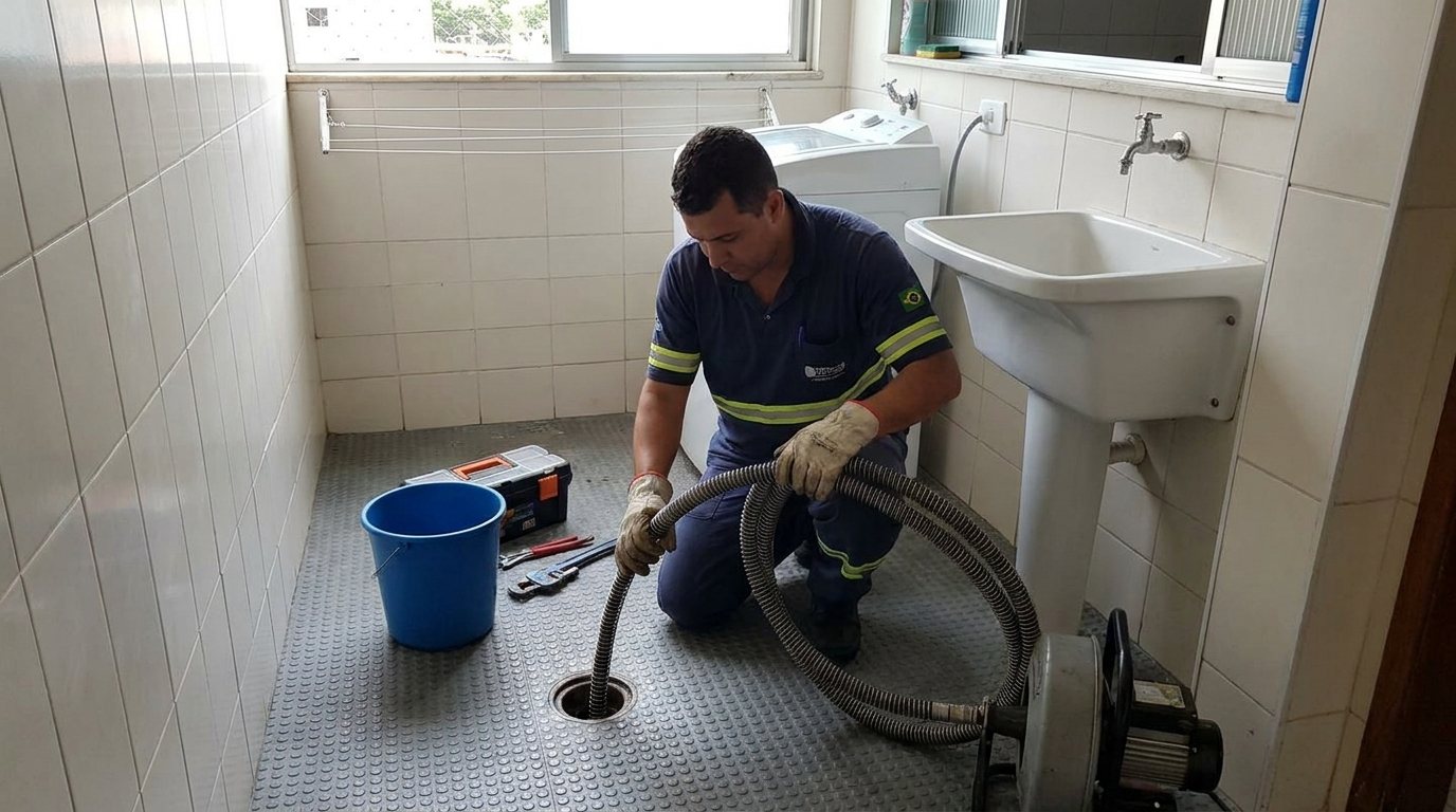 Ponto de Esgoto na Lavanderia em Cotia‑SP